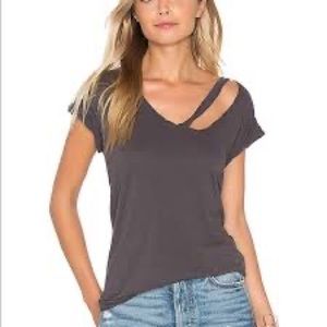 LNA Asymmetrical stone washed black tee